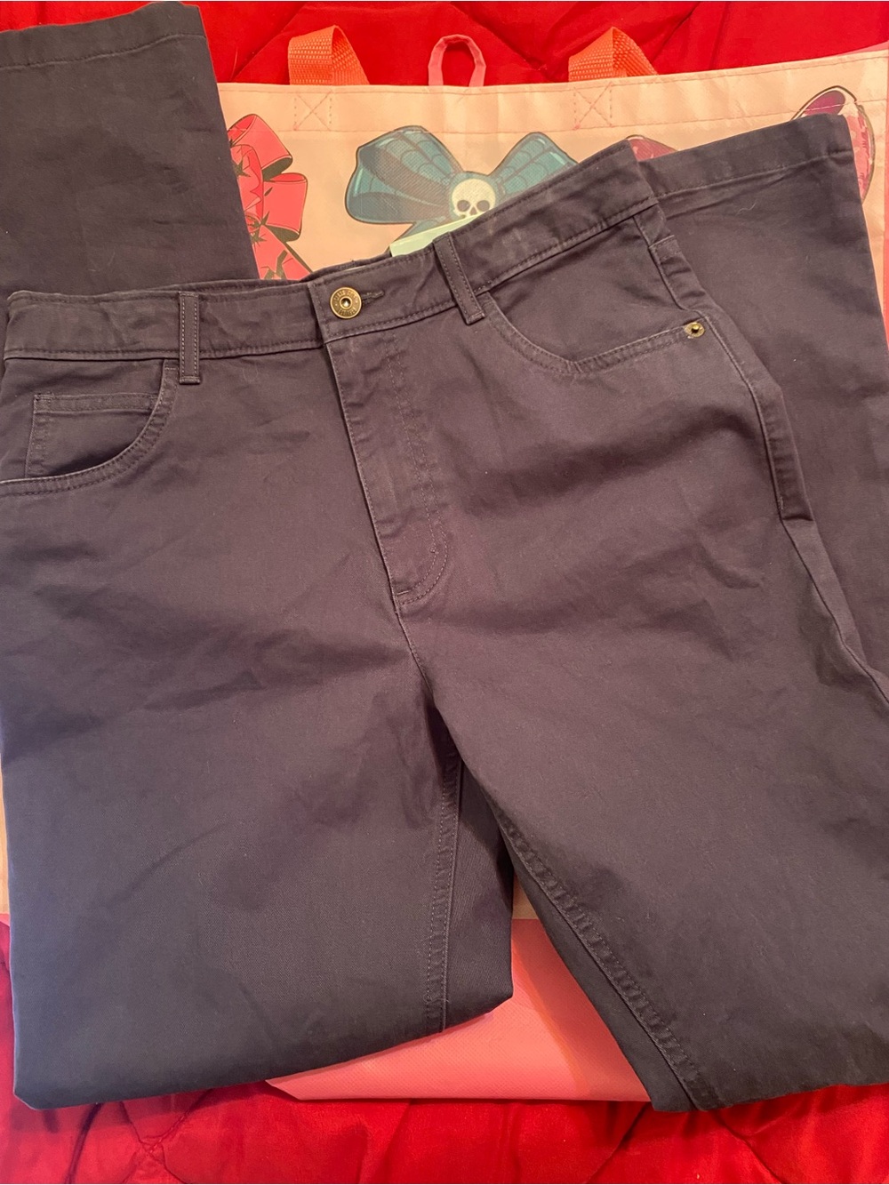 Class Club Boys 16 Navy Flat Front Casual Pants Modern fit adjustable waist
